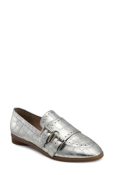 Shop Aerosoles Gabbie Loafer In Silver Metallic Leather