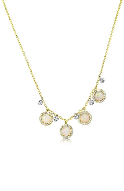 Shop Meira T Opal & Diamond Frontal Necklace In Yellow Gold