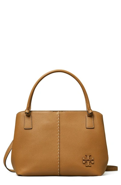 Shop Tory Burch Mcgraw Leather Satchel In Tiramisu