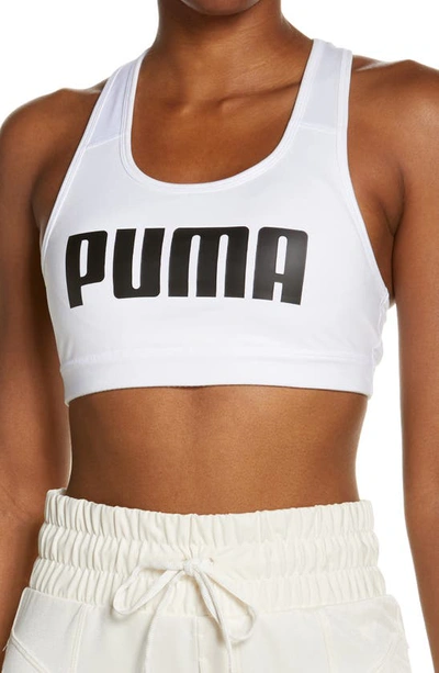 Shop Puma 4keeps Mesh Back Medium Impact Sports Bra In  White
