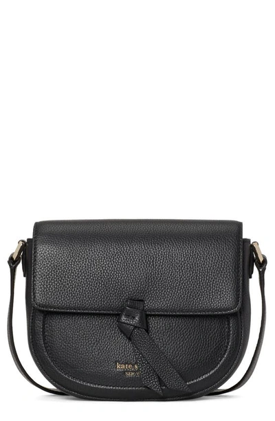 Shop Kate Spade Knott Medium Leather Saddle Bag In Black