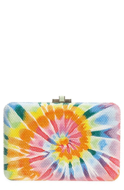 Shop Judith Leiber Couture Jerry Slim Slide Tie Dye Crystal Clutch In Silver Transparent Multi