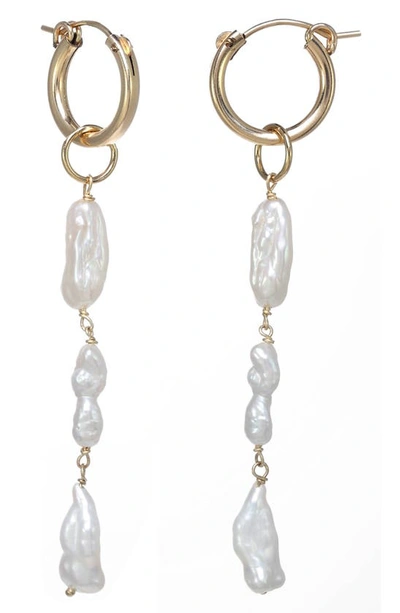 Shop Kozakh Roma Freshwater Pearl Linear Drop Earrings In Gold