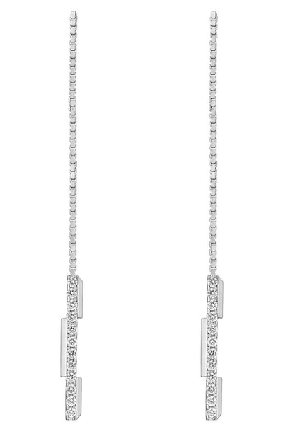 Shop Gucci Link To Love Diamond Threader Earrings In D.26 18kw