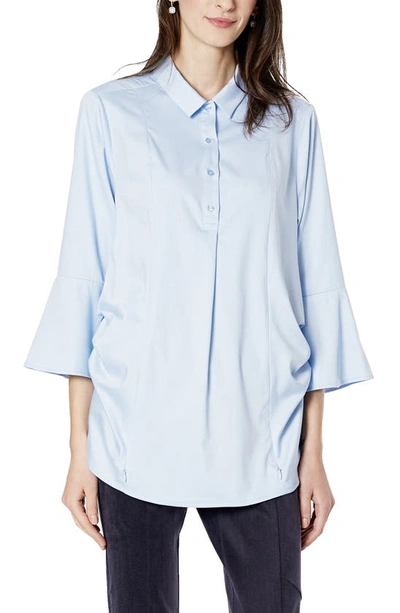 Shop Emilia George Olivia Bell Cuff Maternity/nursing Shirt In Blue