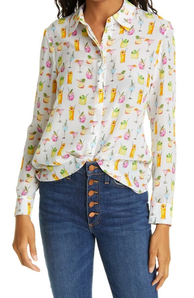 Shop Alice And Olivia Willa Cocktails Print Silk Blouse