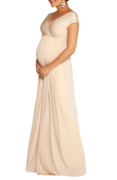 Shop Tiffany Rose Francesca Maternity/nursing Maxi Dress In Champagne