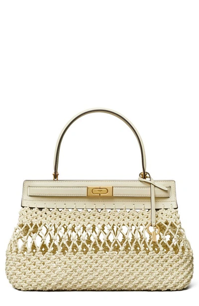 Shop Tory Burch Lee Radziwill Knotted Leather Bag In Yuca