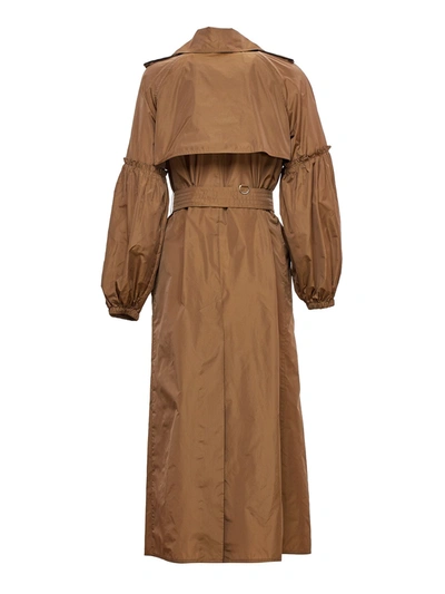Shop Max Mara Curled Sleeve Trench Coat In Brown