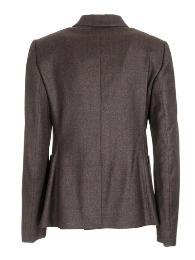 Shop Fabiana Filippi Double-breasted Jacket In Lamé Grey