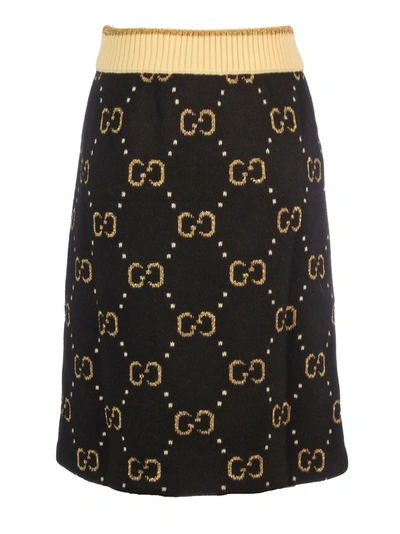 Shop Gucci Women's Black Wool Skirt