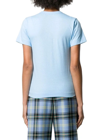 Shop Comme Des Garçons Play Women's Light Blue Cotton T-shirt