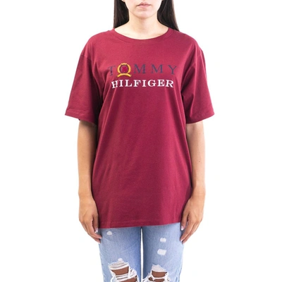 Shop Tommy Hilfiger Women's Burgundy Cotton T-shirt