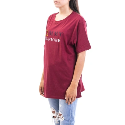 Shop Tommy Hilfiger Women's Burgundy Cotton T-shirt