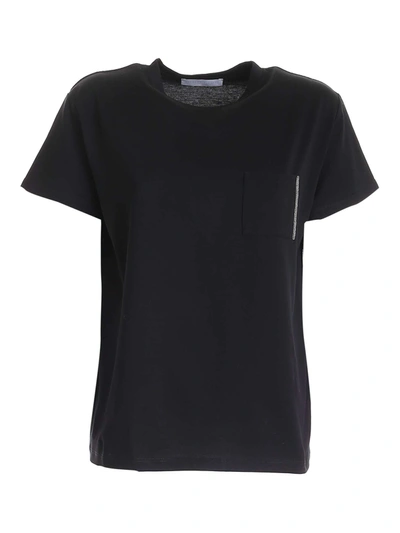 Shop Fabiana Filippi Embellished-pocket T-shirt In Black