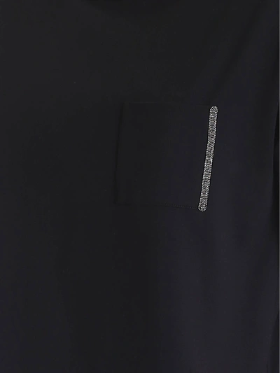 Shop Fabiana Filippi Embellished-pocket T-shirt In Black