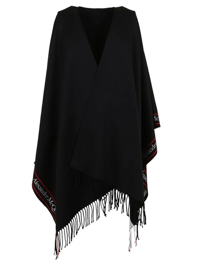 Shop Mcq By Alexander Mcqueen Women's Black Wool Poncho