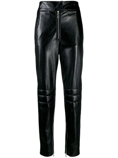 Shop Msgm Women's Black Faux Leather Pants