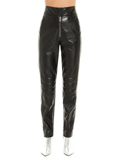 Shop Msgm Women's Black Faux Leather Pants