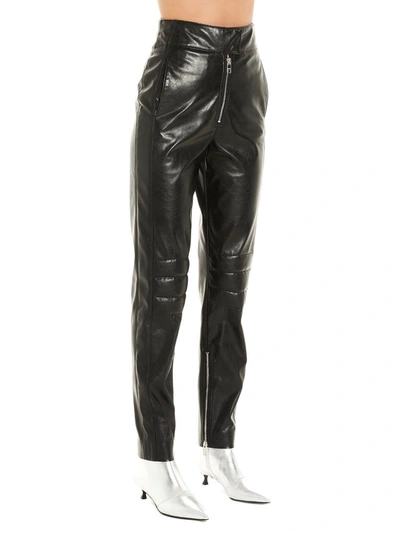 Shop Msgm Women's Black Faux Leather Pants