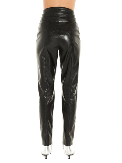 Shop Msgm Women's Black Faux Leather Pants