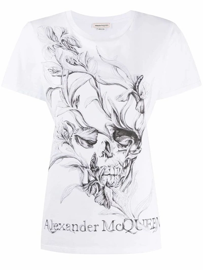 Shop Alexander Mcqueen Women's White Cotton T-shirt