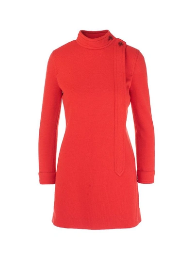 Shop Saint Laurent Women's Red Wool Dress