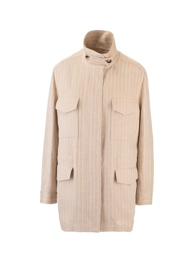 Shop Loro Piana Women's Beige Linen Outerwear Jacket