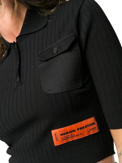 Shop Heron Preston Women's Black Viscose Polo Shirt