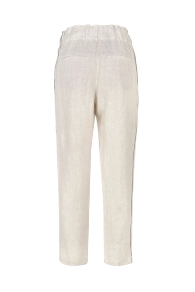 Shop Brunello Cucinelli Women's Beige Linen Pants