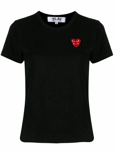 Shop Comme Des Garçons Play Women's Black Cotton T-shirt