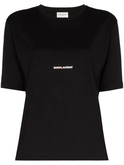 Shop Saint Laurent Women's Black Cotton T-shirt