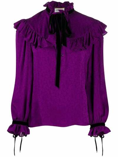 Shop Saint Laurent Women's Purple Silk Blouse