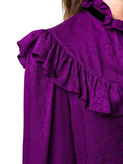 Shop Saint Laurent Women's Purple Silk Blouse