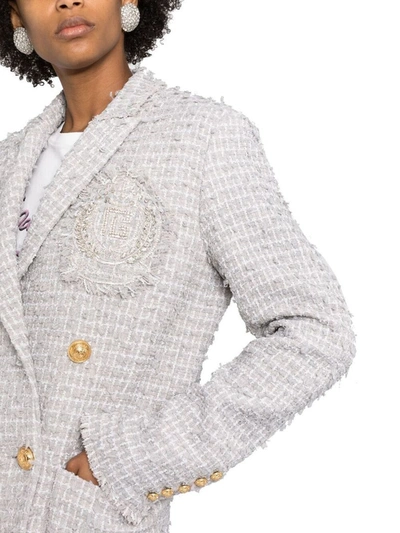 Shop Balmain Women's Grey Polyamide Jacket