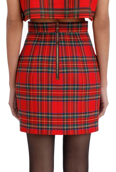 Shop Balmain Women's Red Wool Skirt