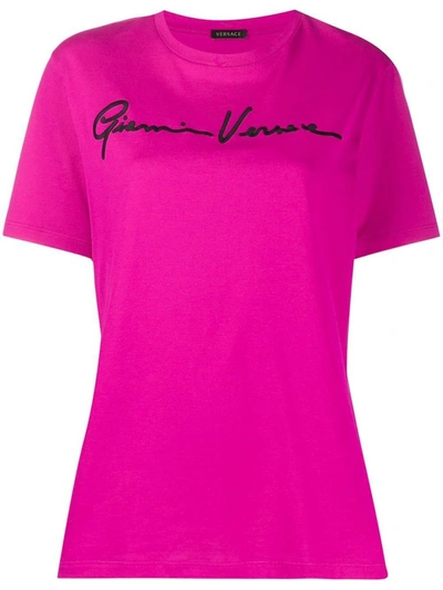 Shop Versace Women's Fuchsia Cotton T-shirt