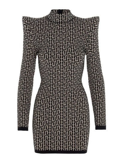 Shop Balmain Women's Black Wool Dress