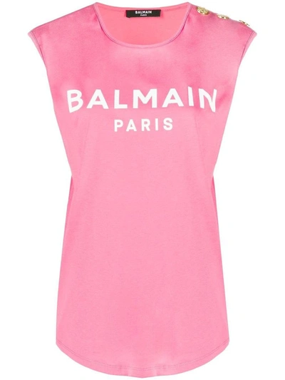 Shop Balmain Fuchsia Tank Top