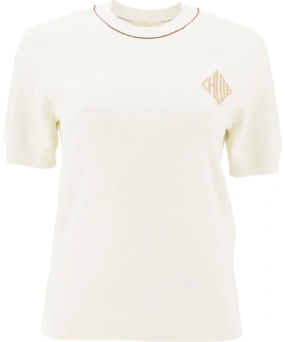 Shop Chloé Women's White Wool T-shirt