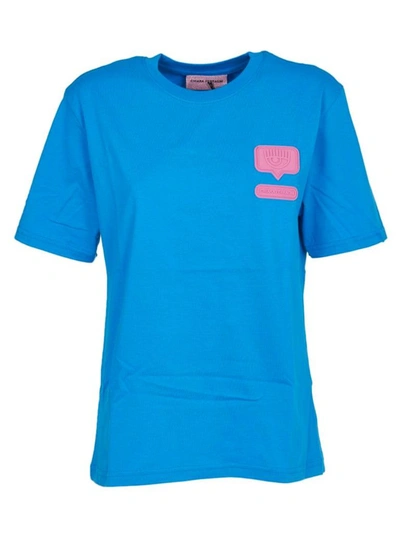 Shop Chiara Ferragni Women's Light Blue Cotton T-shirt