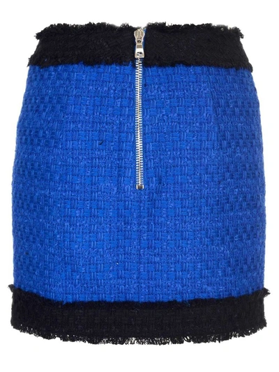 Shop Balmain Women's Blue Cotton Skirt