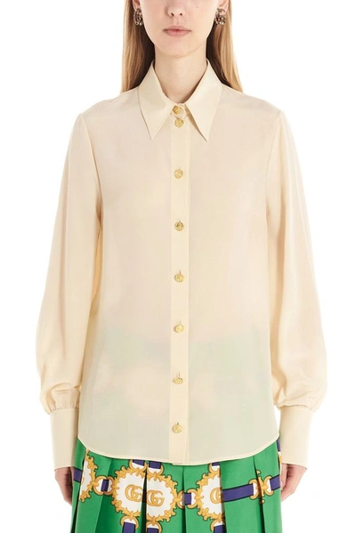 Shop Gucci Women's Beige Silk Shirt