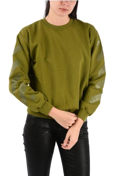 Shop Off-white Women's Green Cotton Sweatshirt