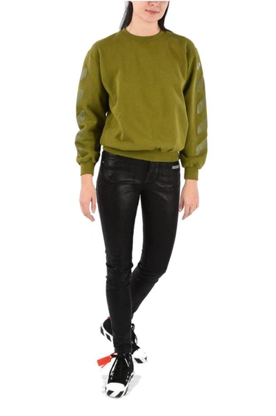 Shop Off-white Women's Green Cotton Sweatshirt