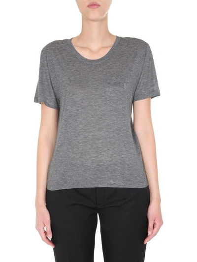 Shop Saint Laurent Women's Grey Viscose T-shirt