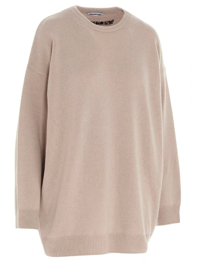 Shop Balenciaga Women's Beige Cashmere Sweater