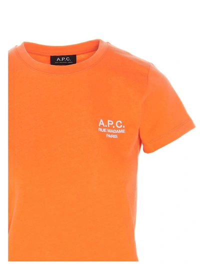 Shop Apc A.p.c. Women's Orange Cotton T-shirt