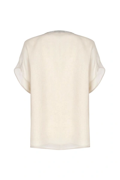 Shop Brunello Cucinelli Women's White Silk T-shirt