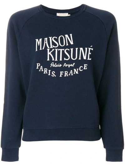 Shop Maison Kitsuné Women's Blue Cotton Sweatshirt
